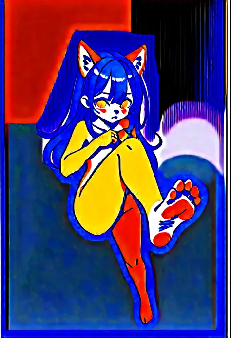 score_9,score_8_up,score_7_up,score_6_up,score_5_up, source_furry, long hair, hair covering ears, hadrian,from above,fisheye,standing and show foot,shanding and show sole,standing on one leg,foot focus,sole,barefoot,  furry female, fox girl, auburn fur, fo...