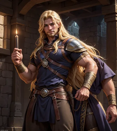 (((Solo character image.))) (((Generate a single character image.)))  (((Dressed in medieval fantasy attire.))) (((18 years old.))) (((18yo.))) (((Dressed in medieval fantasy attire.))) (((Body of a male fitness model.))) Cute guy. Hot guy.  (((Looks like ...