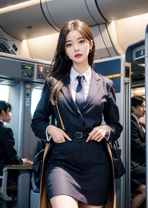 1 girl,Japanese,23 years old,woman,Brown long straight hair,Detail face,detailed lip,Details,More Skin,double eyelid,Wet body,perfect body,Trained abdominal muscles,Shiny skin,Highest quality,日本のwoman一人,diamond,Earrings,Like an airplane stewardess々Do a goo...