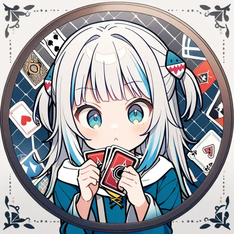 (circle frame1.7),gawr gura,game card in hand,icon, diamond circle frame  