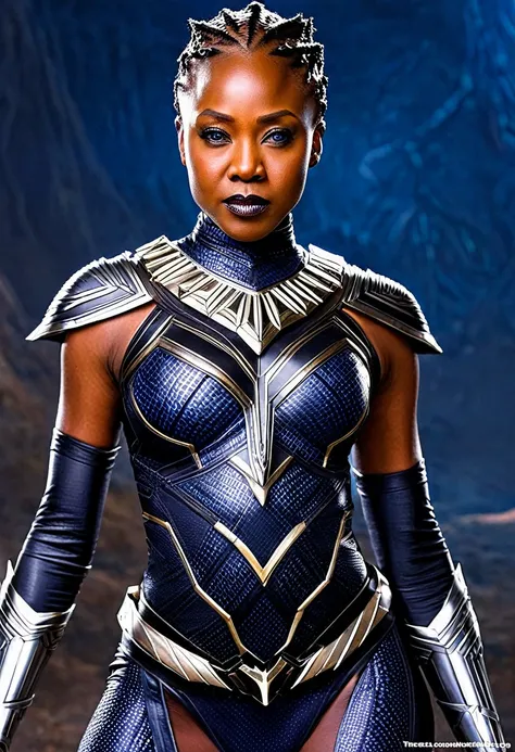 Extremely gorgeous Theresa Randle AS A WAKANDAN WARRIOR, sexy wakandan costumes, DETAILS, GOOD SKIN, highly detailed, skin pores, sharp focus, amazing details, 