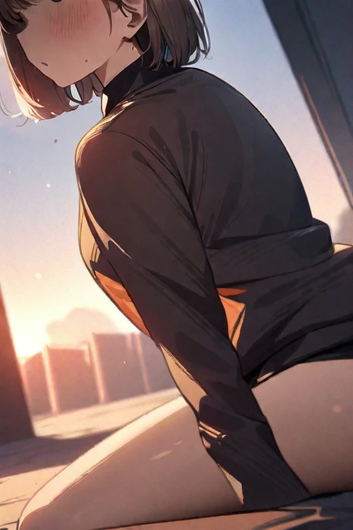 ((Best quality)), ((masterpiece)), (detailed), the girl stands in the doggy position