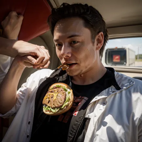 Elon musk eating burgers