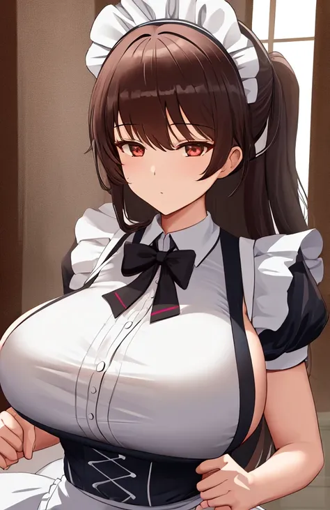 1girl,gigantic breasts,pov,pointy breasts,upper body,maid,Cute,yang