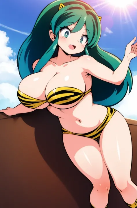 lum, bikini, superhero costume, urusei yatsura, gigantic breasts