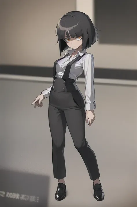 ((masterpiece, best quality)), (1girl), (solo), (female focus),, (womens office wear) (((((shy girl))))), (((standing up straight))), (((full body drawing))), ((((small breasts)))), ((((Mikoto Urabe Mysterious Girlfriend X anime style haircut)))), ((((hair...