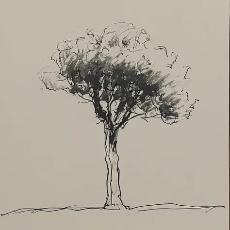 black and white quick drawing of a tree