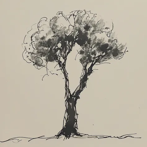 black and white quick drawing of a tree