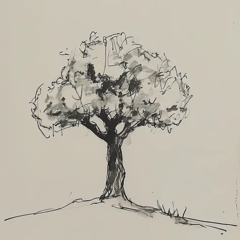 black and white quick drawing of a tree