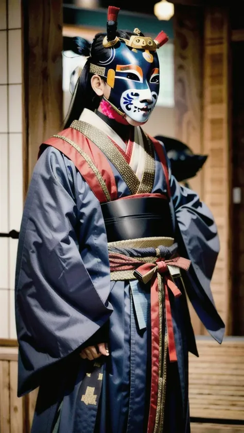 ( noh mask:1.3), 
best quality,masterpiece,highly detailed,ultra-detailed, 1man samurai japanese armor, old man