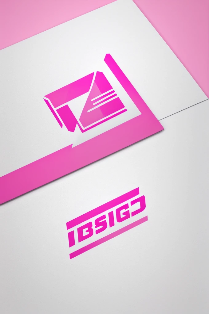 Logo with broken design with pink and white colors