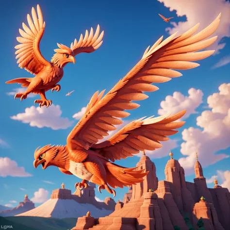 A majestic phoenix in flight, com penas vibrantes para uma logomarca
