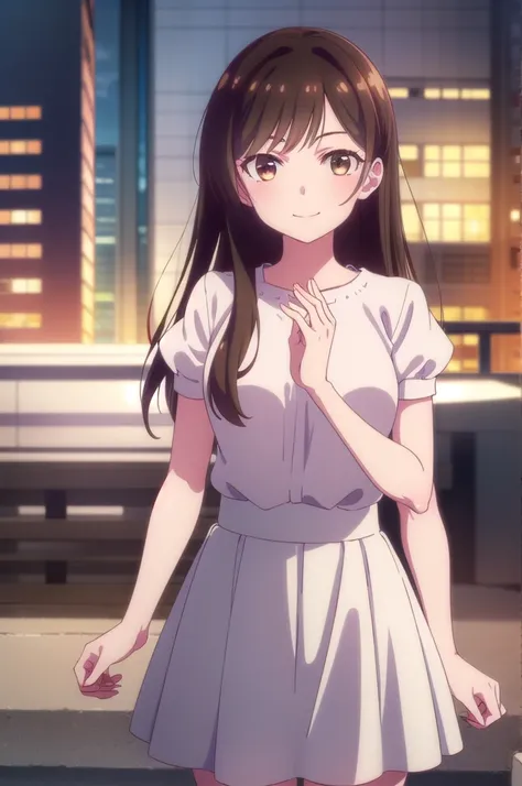 mizuharachizuru, Chizuru Ichinose, Long Hair, bangs, Brown Hair, (Brown eyes:1.5), One side up, smile,
break skirt, shirt, Short sleeve, Puffy sleeves, puffy Short sleeve, White Skirt, pink shirt,
break outdoors, city, cityscape, crowd, people々,
break look...