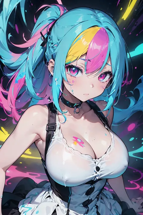 (Maid clothes), Eyes that shine like jewels, Anime Girls, (Big Breasts:1.3),((Upward glance:1.3, Perfect Eyes , The rainbow shines、Very detailed turquoise red eyes:1.1, Gradient Eye:1, Beautiful fine details:1, Symmetrical eyes:1, Big Eye Highlights:1.2)),...