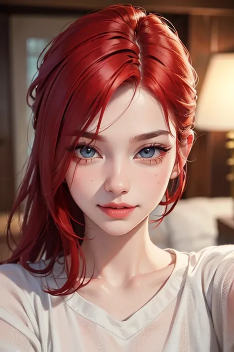 a young effeminate boy with a happy face and a cheerful and very incel attitude, with red hair and a slender body wearing casual clothes, looking at the camera with a perverted smile, (best quality,4k,8k,highres,masterpiece:1.2),ultra-detailed,(realistic,p...