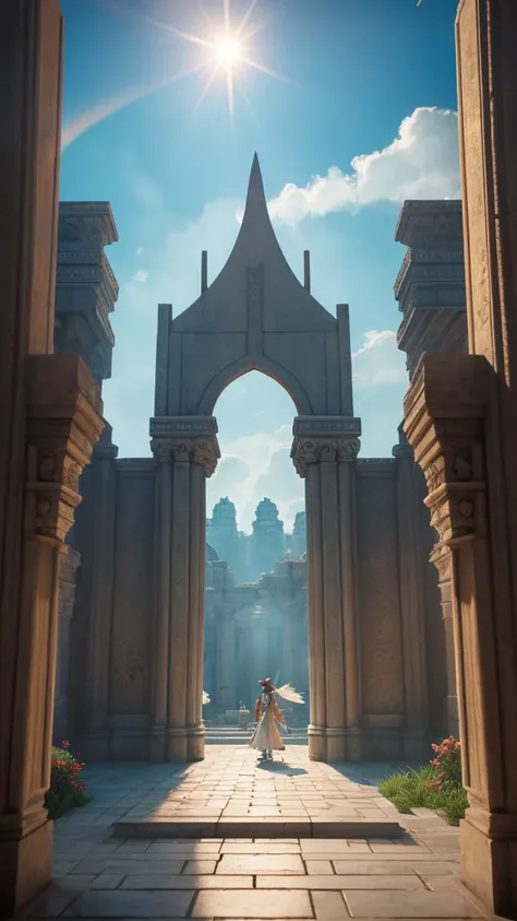 Cloud World, Angels fly around, Majestic gate and pillars, Sun and Stars, In heaven, 
masterpiece, highest quality, Super detailed, 
Sidon, Sidon Style
(Realistic), Very delicate and beautiful, Depth of written boundary, Film Grain, Professional Lighting, ...