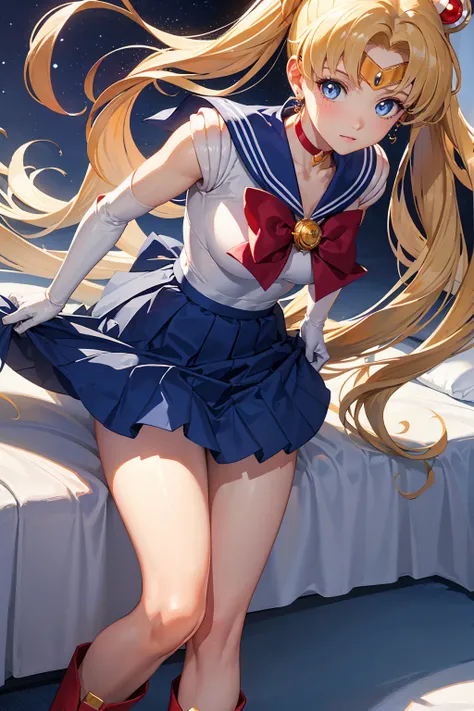 {{sailor moon}}, so beautiful,, highest quality, realistic, complex, overall details　blonde hair girl, magical girl, (((blue eye...