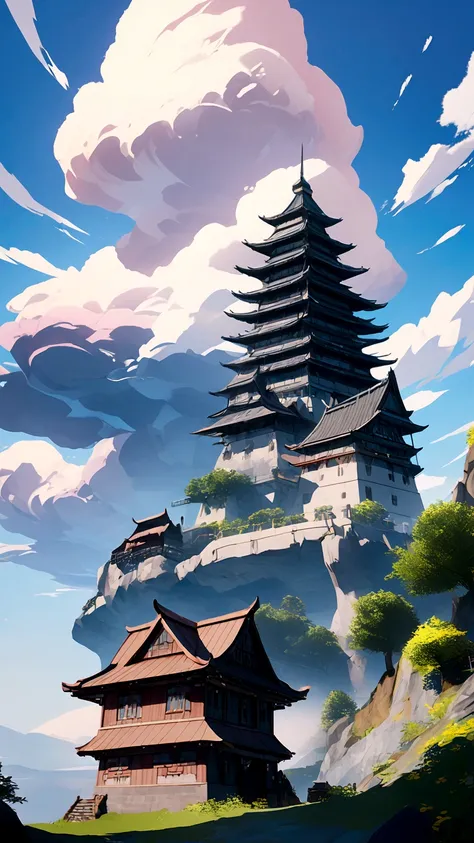 Ghibli style,Sky mobile castle,3D anime,4K picture