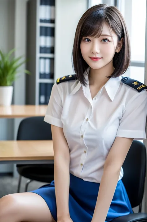 (highest quality: 1.5), (Realistic: 1.5), (1 person: 1.5), (Very detailed), (High resolution), 8k, ((Micro Mini Skirt警察)), (Micro Mini Skirt), (Medium chest), Natural color lips, Cute Smile, 20-year-old girl, (Beautiful and elaborate face), (Perfect and be...