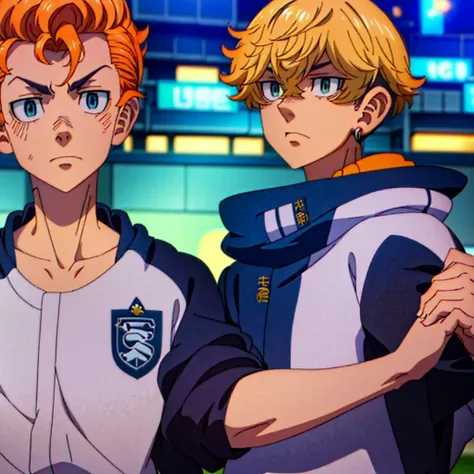 (obra-prima, melhor qualidade: 1.2) anime boy, orange hair , soccer uniform, star pupils