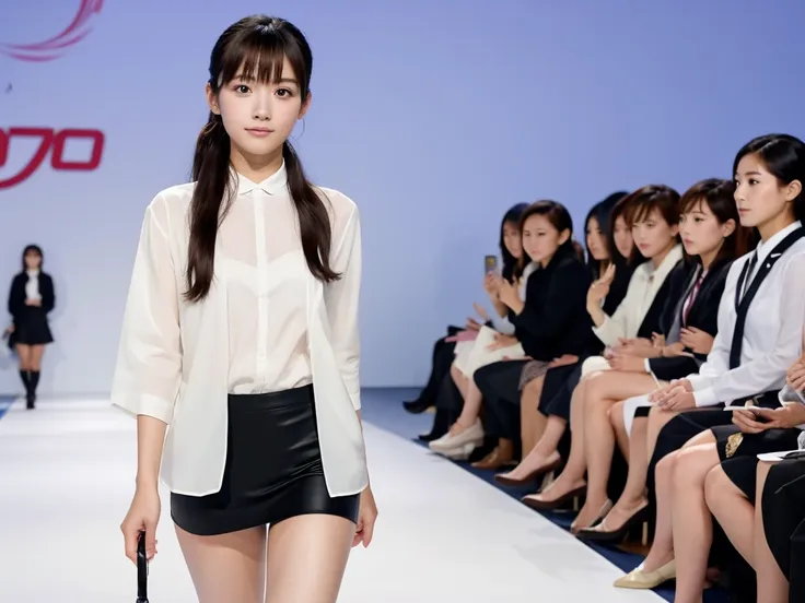 An extremely beautiful Japanese high school girl race queen who highlights her beautiful legs、Photographed walking down the runway at Wacoal&#39;s new fashion show、She is an eternal idol who combines a clean look with modern charm.。 She creates such beauty...