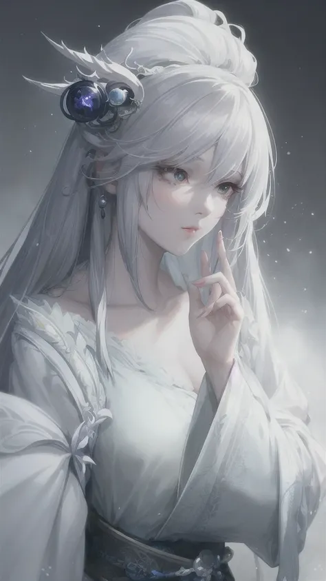 a close up of a woman with white hair and a white mask, beautiful character painting, guweiz, artwork in the style of guweiz, white haired deity, by Yang J, epic exquisite character art, stunning character art, by Fan Qi, by Wuzhun Shifan, guweiz on pixiv ...