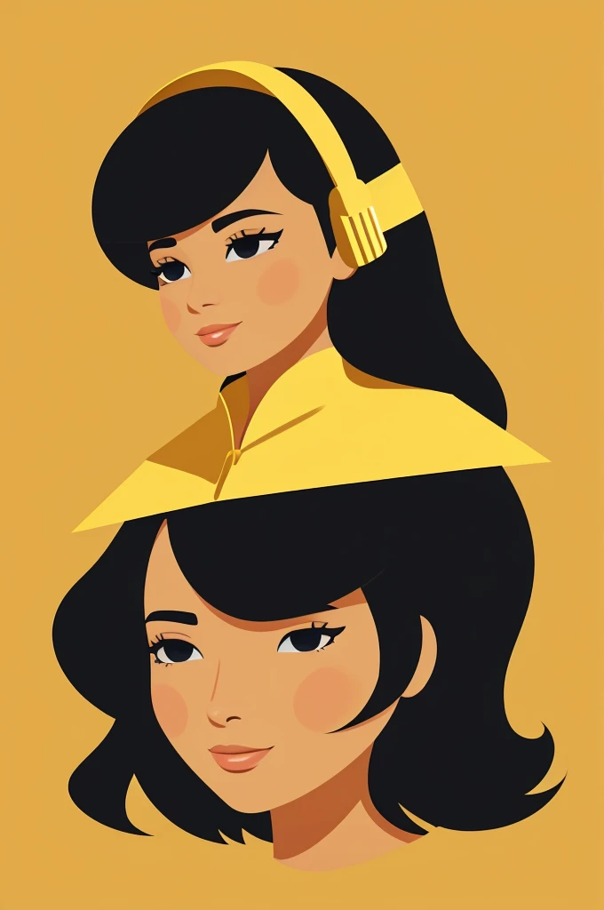 Graduate girl animated illustration, colores dorado y negro