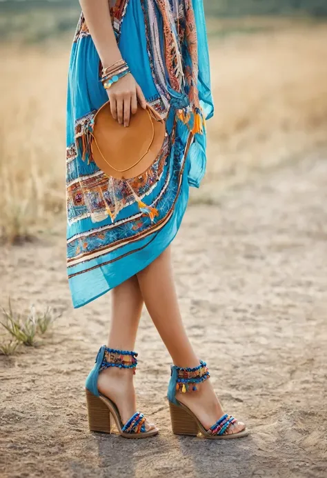 Beautiful attractive woman, attractive, shoes , boho style 