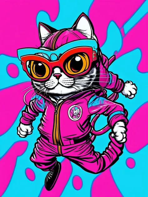 [avatar style art] [pink background] a cat with glasses and a suit jacket, cartoon style, splashes of color*, cartoon portrait,, caricature illustration, ultra-detailed,cartoon!!!, inspired by Bored art Ape Yacht Club, hippie, cartoon, [profile photo style...