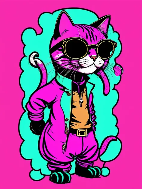 [avatar style art] [pink background] a cat with glasses and a suit jacket, cartoon style,, cartoon portrait,, caricature illustration, ultra-detailed,cartoon!!!, inspired by Bored Ape Yacht Club art, hippie, cartoon, [profile photo style], [half body]