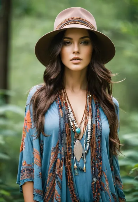 Beautiful attractive woman , boho style 