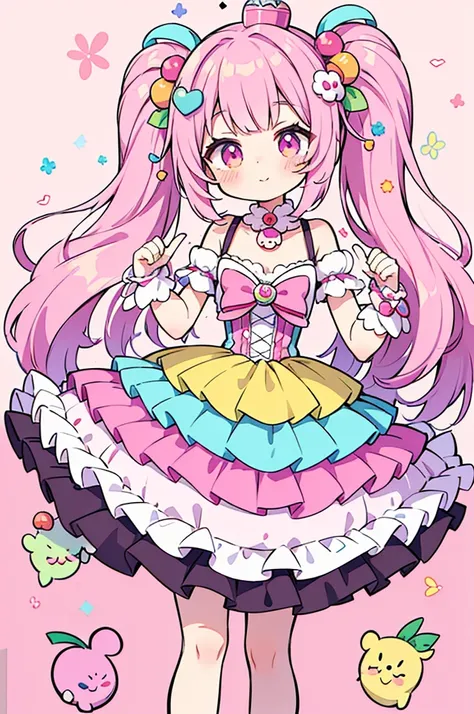 Cartoon girl in a dress and a cherry on the cake, Candy Girl, Decora style illustrations, Cute and detailed digital art, candyland, candyland, Adorable digital painting, Candy Forest, Candy Rush, Background artwork, Official artwork, in a candyland style h...