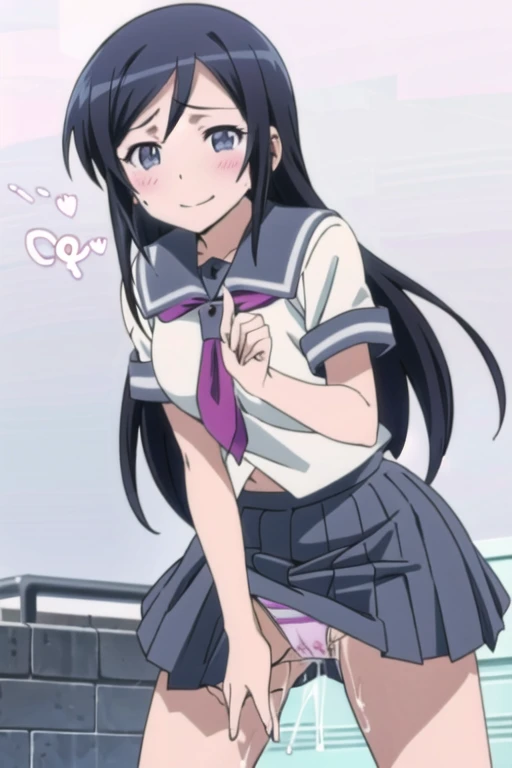 alone, One girl, View Viewer, 2D, anime, anime coloring, Upper Body, (Simple Background, White background:1.3), ayase aragaki, , serafuku, smile，Spread your legs， (((Skirt flip, I can see your panties)))，，(((Skirt flip, I can see your panties)))，,(((Put yo...