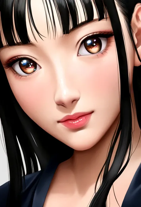 A close-up of an Asian woman, Nico Robin, produced by Anime Painter Studio, Realistic Anime Art Style, Realistic Anime Art Style, Marin Kitagawa Doujin Art, Beautiful Anime Portrait, Anime Realism Style, Beautiful Anime Woman, Drawn in Anime Painter Studio...