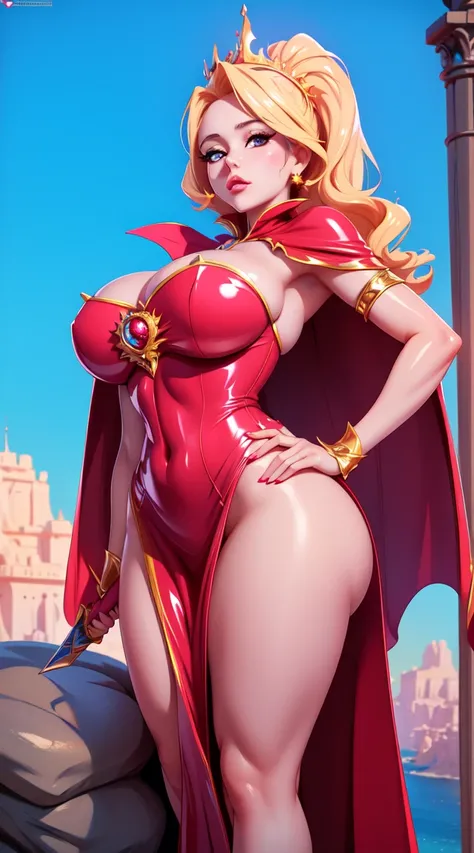 araffe dressed in latex posing on a rock with a sword, cutesexyrobutts, super highly detailed, ( highly detailed figure ), pinup body, on a pedestal, pinup, on a mannequin. high resolution, pinup pose, highly detailed giantess shot, full pose, very very hi...