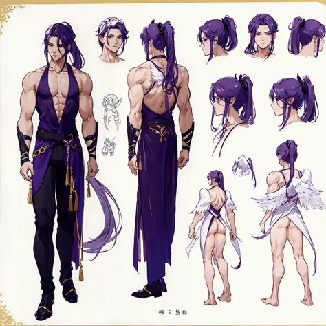 (Masterpiece, best quality), detailed, 1 man, ((character concept art)), ((character design sheet, same character, front, side, back)), full body, body complete, 1 Male, 1 Man, Detailed face, character design sheet，full bodyesbian, Highly detailed, charact...