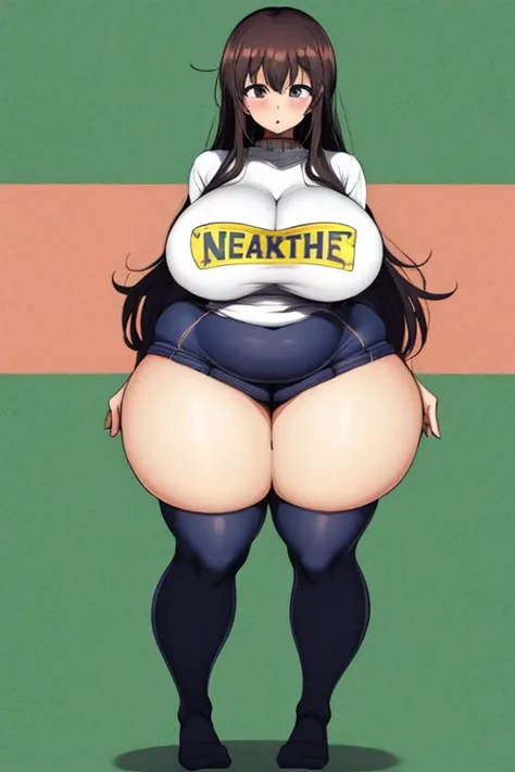 One Girl、Precise five fingers、Two Legs、Long Hair、{Knee-high socks}、(Wide Hips)、 (((plump and thick thighs)))、((Big Ass))、(Big Breasts) ,((Full body illustration))