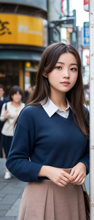 Very detailed CG Unity 8k 壁紙、highest quality、Very detailed、masterpiece、Realistic、Realistic、Very detailedかわいい女の子、16 years old、Young Face、(((Wear a Japan uniform)))、((Roll up the skirt yourself)))、(Lift it yourself)、、Bottomless、blush、Lips parted、Looking at t...