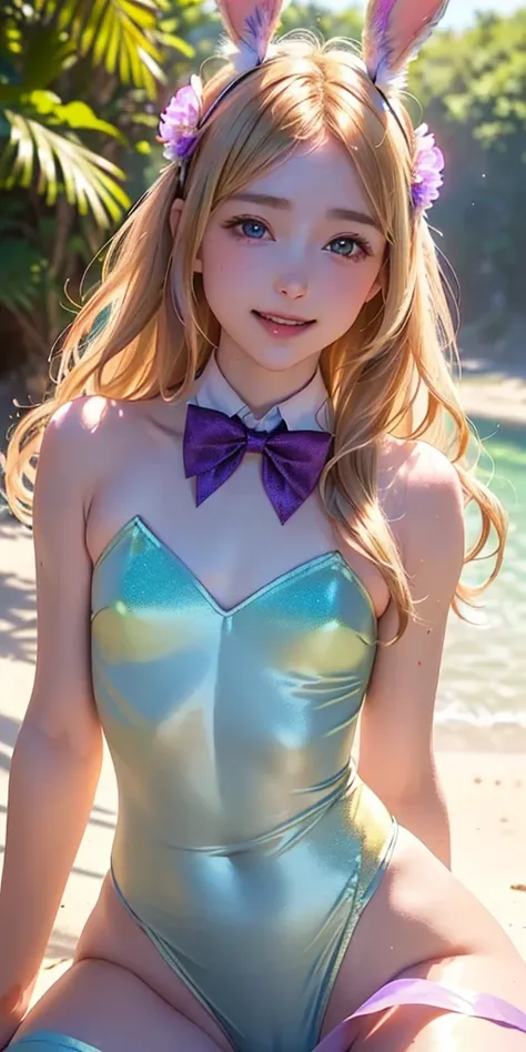 masterpiece, best quality, extremely detailed CG unity 8k wallpaper,((Upper Body)) ,((Upper Body head close-up shot of a beautiful little girl)), , Elegant Long straight blonde hair, (Mckenna Grace), ((flat chest,thighs,Autoluminescence skin)), (purple-gre...