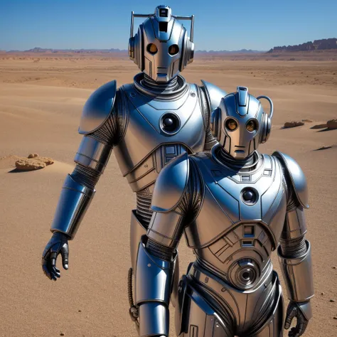 classic cyberman, on a desert planet