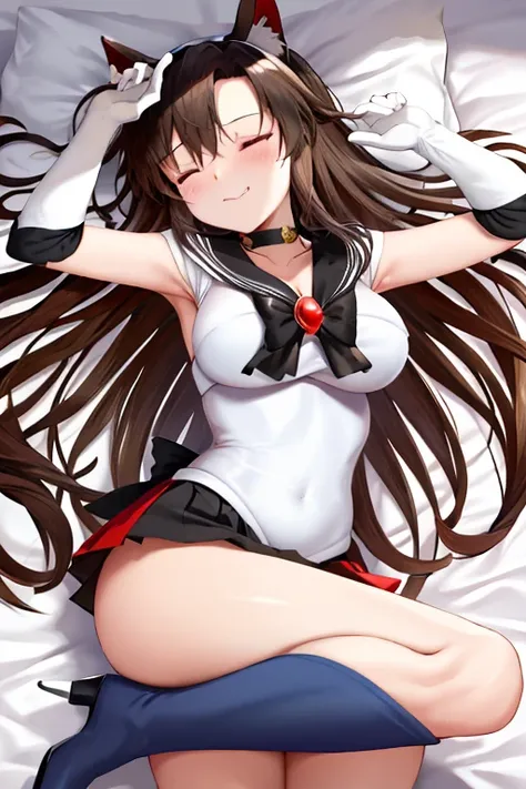 masterpiece, high definition, best quality, rendered art, well formed hands, fingers and body, 1 woman, solo, Imaizumi Kagerou, wolf ears and wolf tail, adult, grown up, wearing Sailor Moons outfit, big breasted, cleavage, full body, sexy sailor senshi uni...