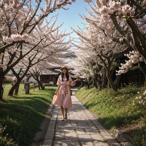 El viento del este recoge la ropa de primavera., y camina para encontrar fragancia y regresa. Peach blossoms reflected in red smile, y los sauces cubiertos de verde y las golondrinas vuelan juntos. Caminos sinuosos y errantes, shame about vanilla., melanch...