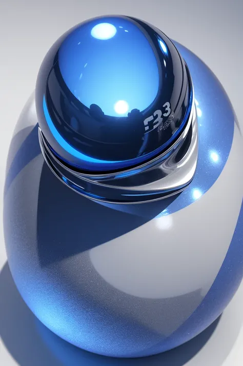 A chrome 3D sphere entirely in metallic blue for the website profile X