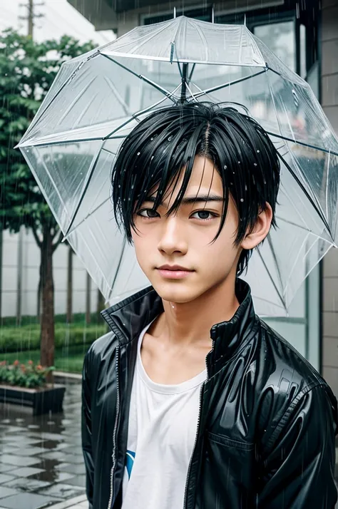 Anime boys in rain
