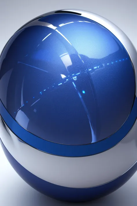 3D chrome sphere entirely in metallic indigo blue for the website profile