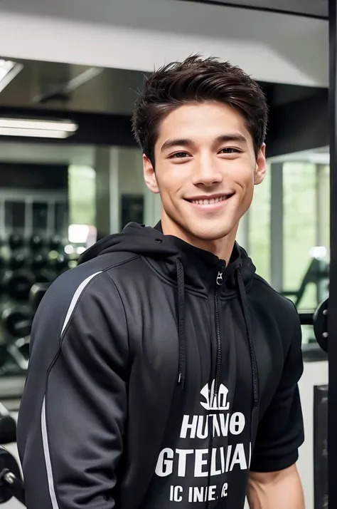 (Refreshing handsome man, smile), (Gym, Sportswear, Gymのトレーナー)