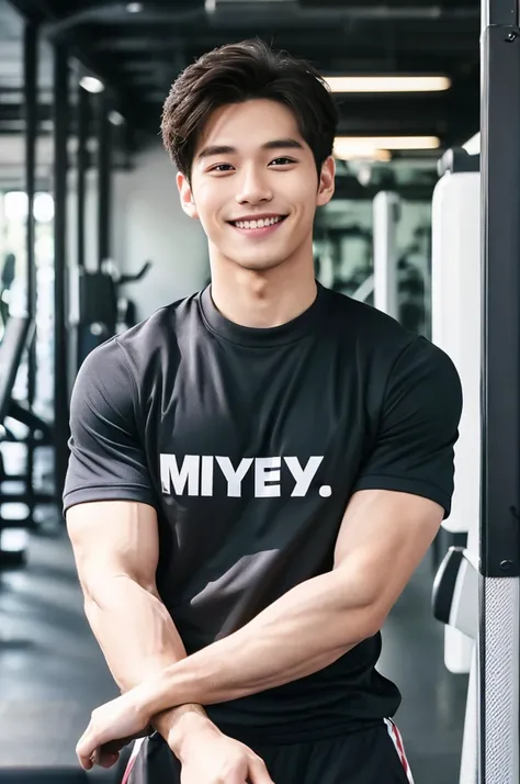 (Refreshing handsome man, Just like a Korean idol, A kind smile), (Gym, Sportswear, Gymのトレーナー)