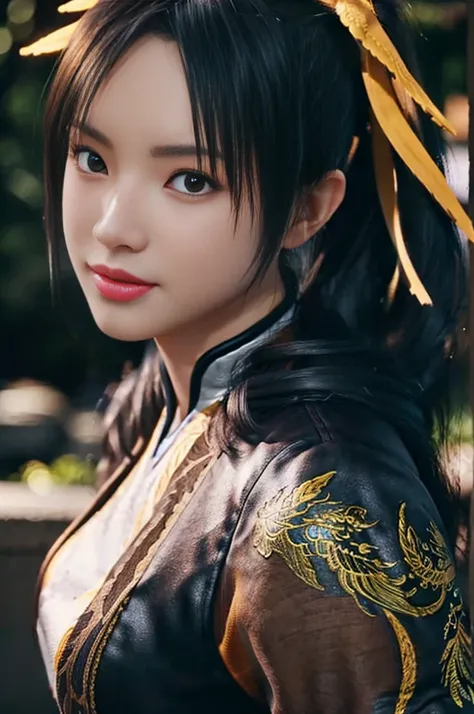 tekken xiaoyu,masterpiece、1 beautiful girl、17-year-old high school student、fine eyes、puffy eyes、bright outdoor,highest quality, ...