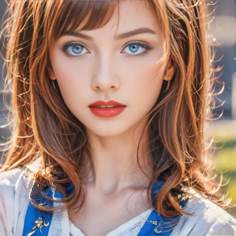 (best quality, 4k, Masterpiece, ultra detailed, hyperrealism, RAW quality), The face of the most beautiful young girl, the most beautiful face ever created, blue-eyed princess, seductive look, ultra-detailed, captivating pupil, clean skin perfect, perfect ...