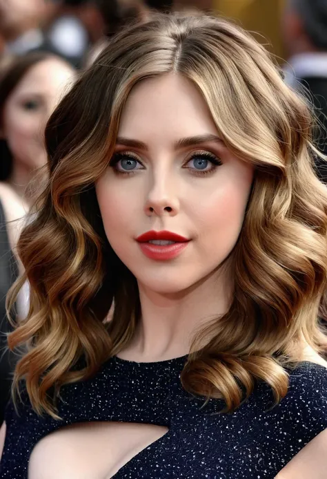 (masterpiece, best quality), deep ebony 1girl, beautiful face, wavy hair Mash up of Alison Brie, Scarlett Johansson, Molly Quinn